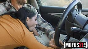 Sexy teen slut Kaitlyn Katsaros has crazy female orgasm while in the car