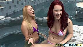 Joy riders stepsisters fuck each other’s wet snatches in the shower