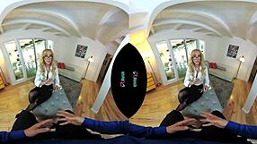 POV sex of a blonde milf in stockings fucking with a big dick