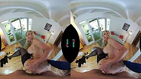 POV sex of a blonde milf in stockings fucking with a big dick