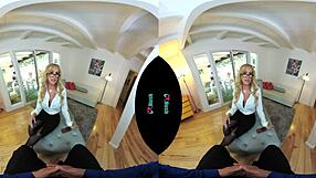 POV sex of a blonde milf in stockings fucking with a big dick