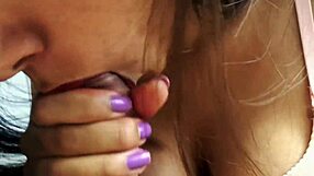 Maiden wet teen with tiny tits gives blowjob and swallows on the end
