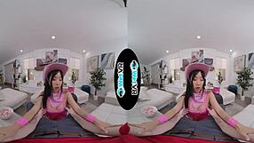 Mobile and traveling solo female performer admires big cock and doggystyle while wearing VR