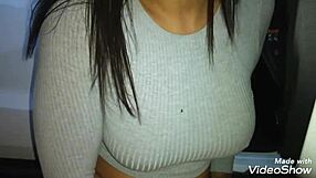 Swept off her feet is amateur babe Pamela Santos before the cameras start rolling