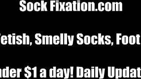 POV video of an aggressive woman using her cute socks as her instrument of physical power