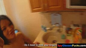 Raven-haired babe gets pussybanged doggystyle in a hidden pickup pov