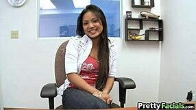 Hot Asian teen Lana Violet gets intense fuck and facial cumshot.