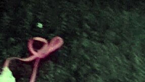 Woman in satin nightgown receives cum