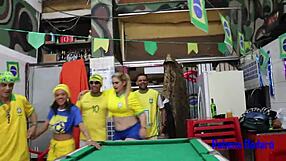 Brazilian cheerleaders celebrate copa victory with intense doggystyle and cowgirl orgy