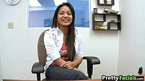 Hot Asian teen Lana Violet gets intense fuck and facial cumshot.