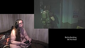 naked brunette plays resident evil 3 part 7 with tattoos and piercings