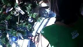 trixie teen teases her shaved pussy solo for christmas