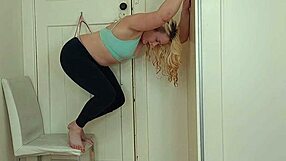 blonde milf in hanging wedgie off door, what do you think?