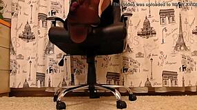 Dirty Bitch Rips Pantyhose On Chair