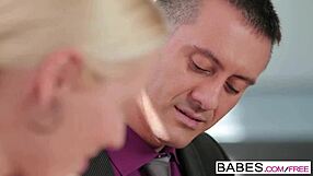 Babes Obsessed in Office - Rico Simmons and Lynna Nilsson Glass Wall Action
