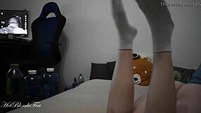 Beaming big boobs and sexy feet on a nasty MILF