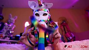 tattooed babe ashenn fires masturbates in cosplay with toys