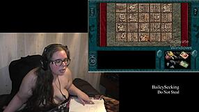 Naked Brunette Tattoo Piercing Hand Play