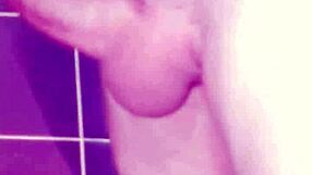 Gay man masturbates and cums in the bathroom with spanking