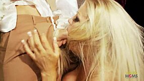 Horny chick enjoys licking and dicking on the sofa