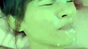 Ladyboy facial, that's some hot cumshot action!