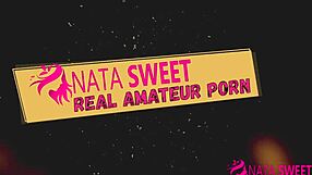 Russian teen 18+ Nata Sweet gives sloppy blowjob to father-in-law, deepthroating for cum in mouth.