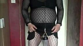 SISSY CROSSDRESSER SWALLOWS PISS WHILE WATCHED!