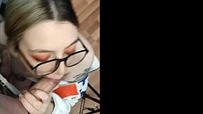 Secretary passionately sucks me off in POV