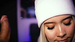 Blonde Demonstrates Professional Cock Sucking Skills with Deepthroat Expertise