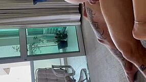 Brunette babe takes two cocks in double penetration, getting fucked hard by both guys simultaneously.