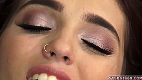 Two teens receive a banana from stepbro and suck on it