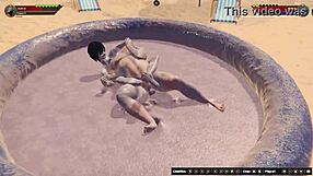 В захватывающем 3D поединке Итан дерётся с Руби голыми, борьба переходит в интенсивный доггистайл