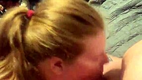 Amateur BBW Redhead Gives Blowjob, Camera Man Joins In!