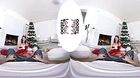 Brunette pov blowjob and handjob for christmas cock taboo