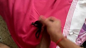 Indian babe masturbates with cum on her thong