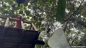 Muscle stud fucks latina babe's bubble butt outside!