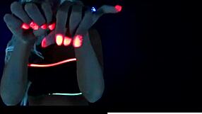 Samantha saint nude blonde babe masturbates solo in black light