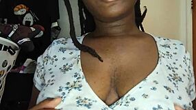 Spitting and licking on big chocolate nipples of young teen slut you love