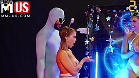 Hey, check out Jerkaoke with Jessie Pony and Bernard Sanchez in a wild orgy! It's total group chaos with kissing and teasing.