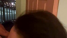 Rubbing her boobs, bouncy Lacey sucks and gets her face creme pied in hotel