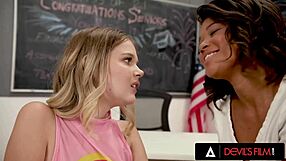 Ebony lesbian challenges her straight bff to try female sex