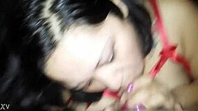 Beautiful asian woman passionately sucks cock in intense blowjob session