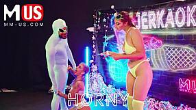 Hey, check out Jerkaoke with Jessie Pony and Bernard Sanchez in a wild orgy! It's total group chaos with kissing and teasing.