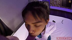 Can Ladyboy Kib's blowjob skills handle this challenge?