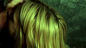 Sexy Blonde Sarah Swallows Big Cock in Glory Hole