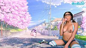 Cute latina teen cosplays mei overwatch with dildos