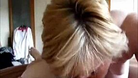 Blonde Homemade Granny Blows Cock For Facial Cumshot