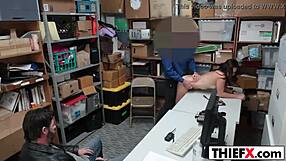 Teen thief punished with intense blowjob in the garage