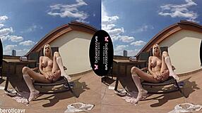 solo blonde lena love moans while masturbating to orgasm in vr