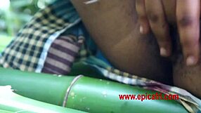 The king's petite wife sneaked into the bush for dildo fun and oral action 😏